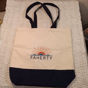 Faherty canvas double handle graphic art book shopping tote bag